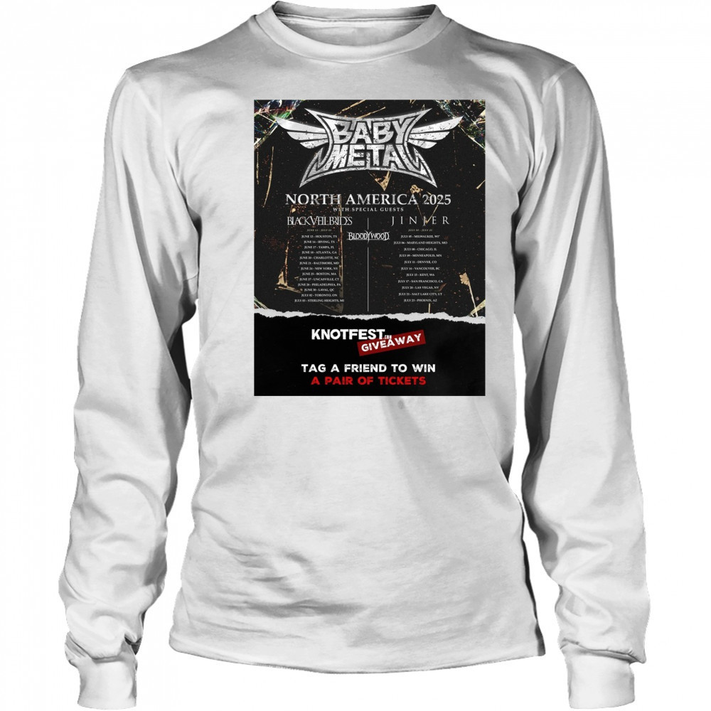 Babymetal North America June – July 2025 With Special Guests Black Veil Brides Jinjer Poster t-shirt Long Sleeved