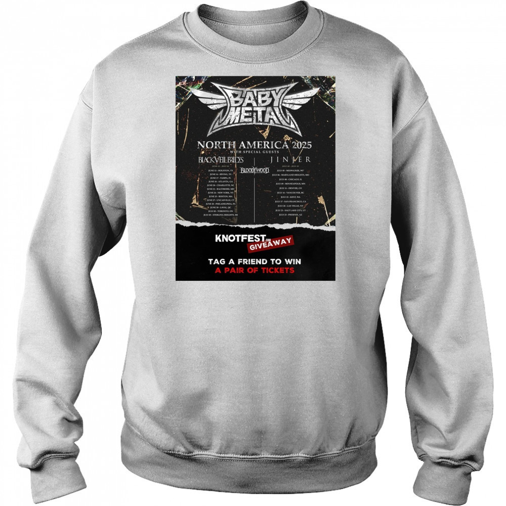 Babymetal North America June – July 2025 With Special Guests Black Veil Brides Jinjer Poster t-shirt Sweatshirt