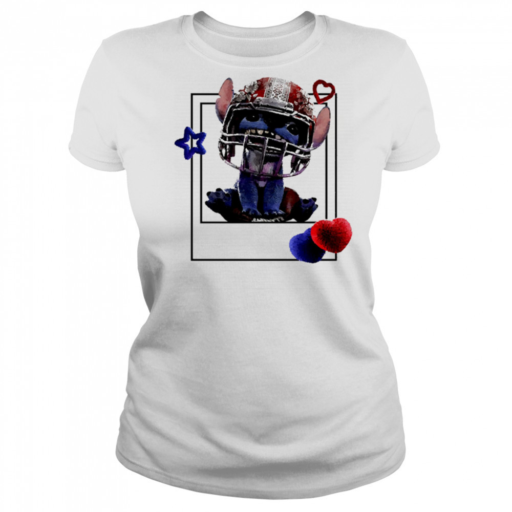 Blue Alien Disney Stitch Football Polaroid shirt Women's T-shirt