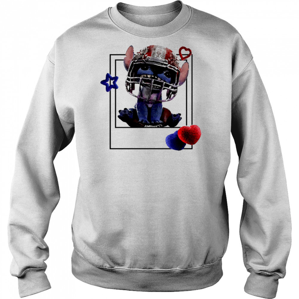 Blue Alien Disney Stitch Football Polaroid shirt Sweatshirt