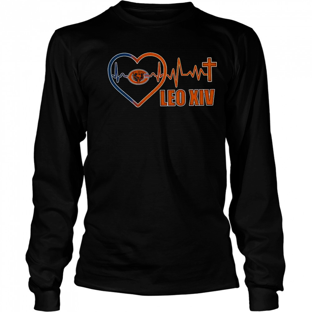 Chicago Bears Pope LEO XIV Heartbeat T-Shirt Long Sleeved