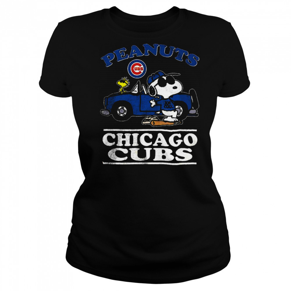 Chicago Cubs Peanuts Snoopy driving car shirt Women's T-shirt