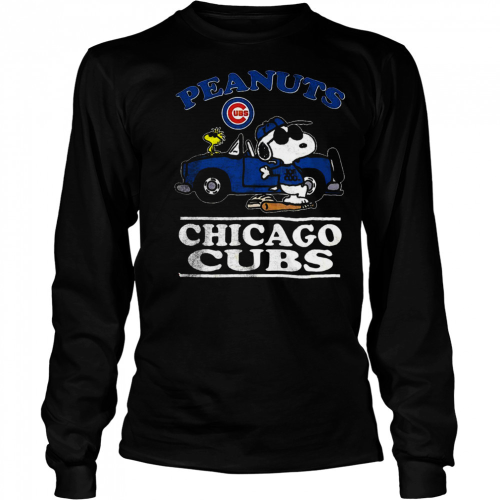 Chicago Cubs Peanuts Snoopy driving car shirt Long Sleeved