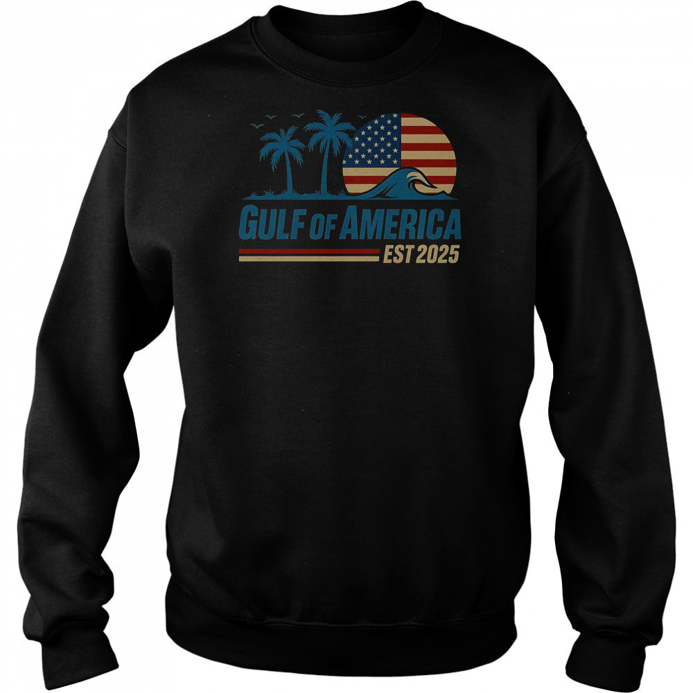 Gulf Of America Est 2025 Retro Vintage Beach Wave T-Shirt Sweatshirt