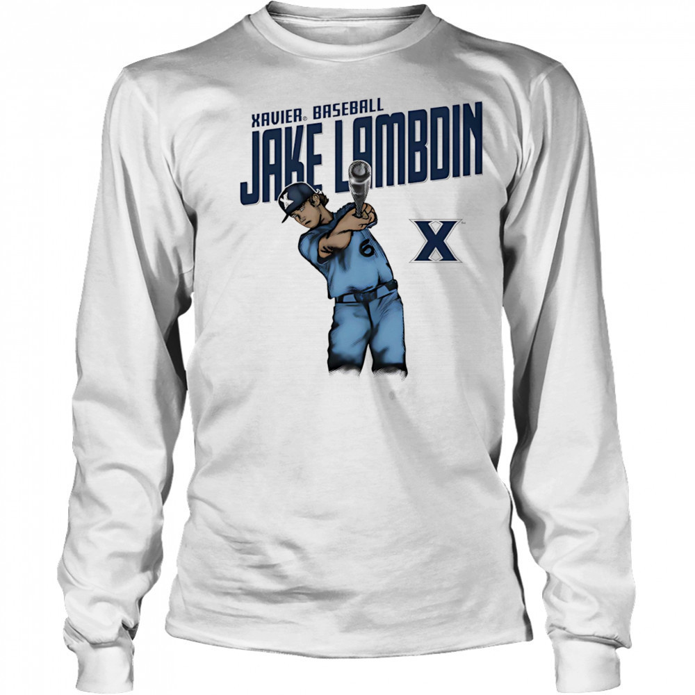 Jake Lambdin Xavier baseball cartoon shirt Long Sleeved
