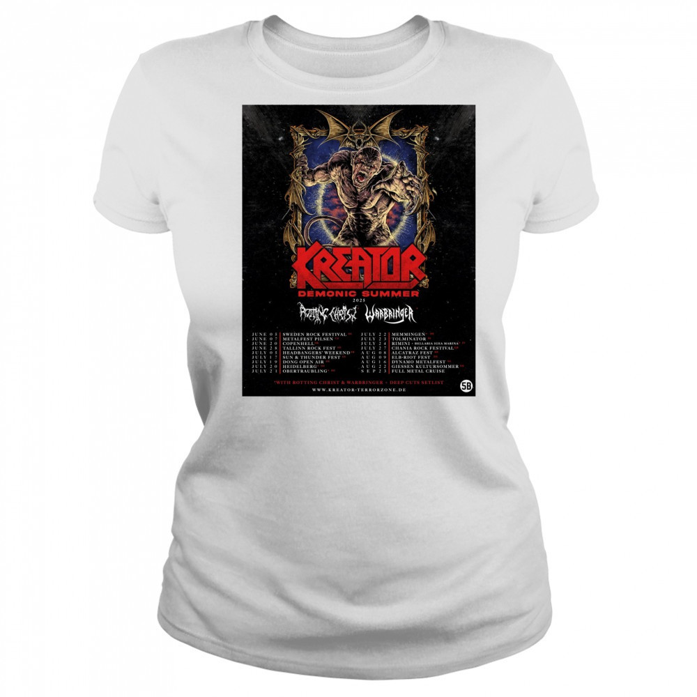 Kreator Demonic Summer June – September 2025 With Rotting Christ and Warbringer Deep Cuts Setlist Poster t-shirt Women's T-shirt