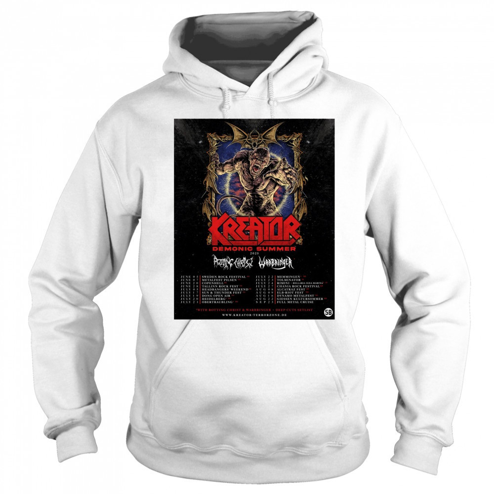 Kreator Demonic Summer June – September 2025 With Rotting Christ and Warbringer Deep Cuts Setlist Poster t-shirt Hoodie