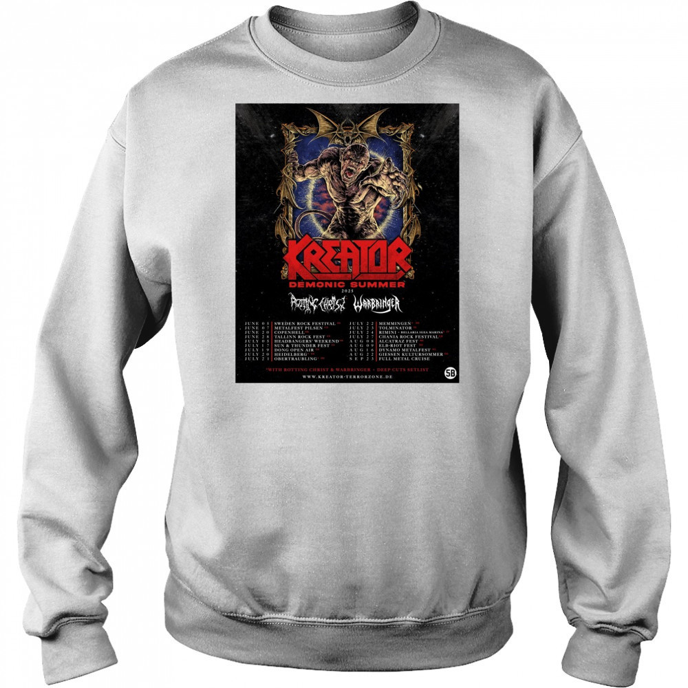Kreator Demonic Summer June – September 2025 With Rotting Christ and Warbringer Deep Cuts Setlist Poster t-shirt Sweatshirt
