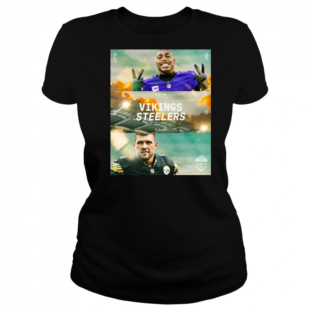 Minnesota Vikings Vs Pittsburgh Steelers 28 09 2025 NFL Dublin Game Croke Park Poster t-shirt Women's T-shirt