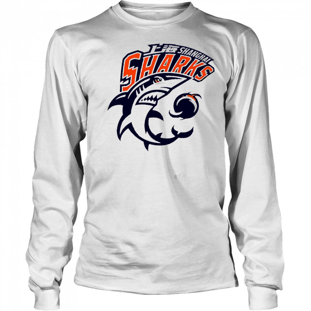 Shanghai Sharks logo basketball sports shirt Long Sleeved