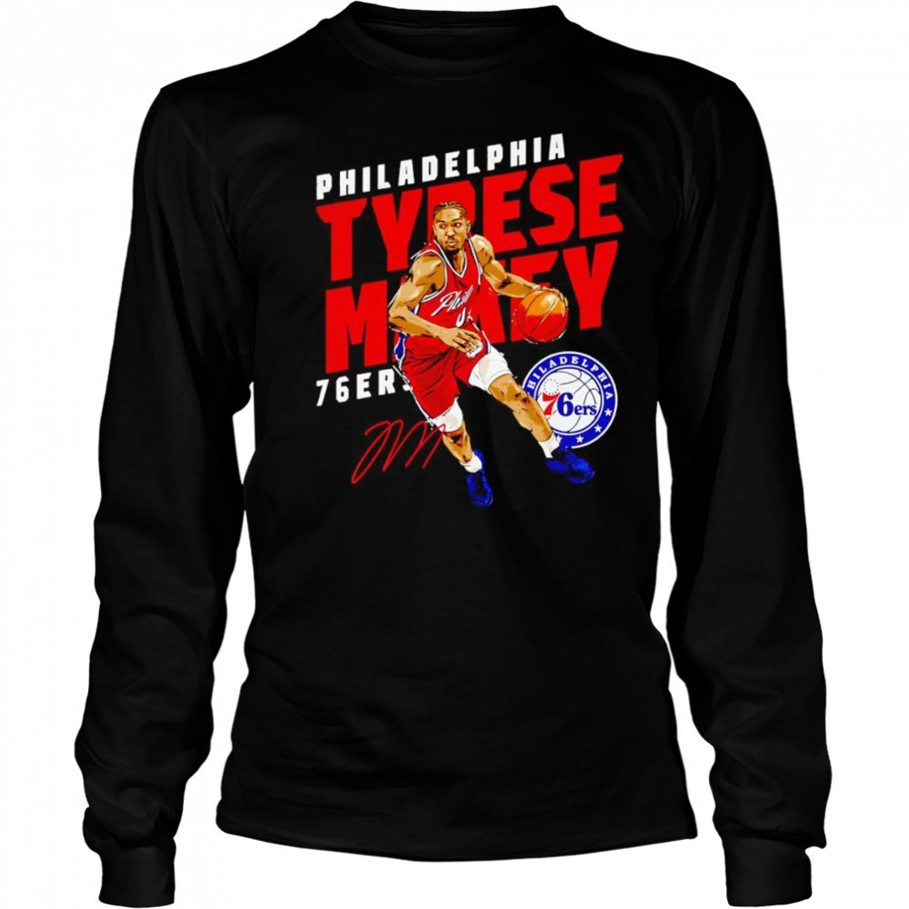 Tyrese Maxey Philadelphia 76ers Slant shirt Long Sleeved