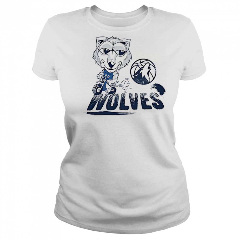 Minnesota Timberwolves Crunch the Wolf riding bike shirt Women's T-shirt