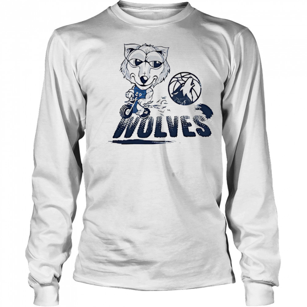 Minnesota Timberwolves Crunch the Wolf riding bike shirt Long Sleeved