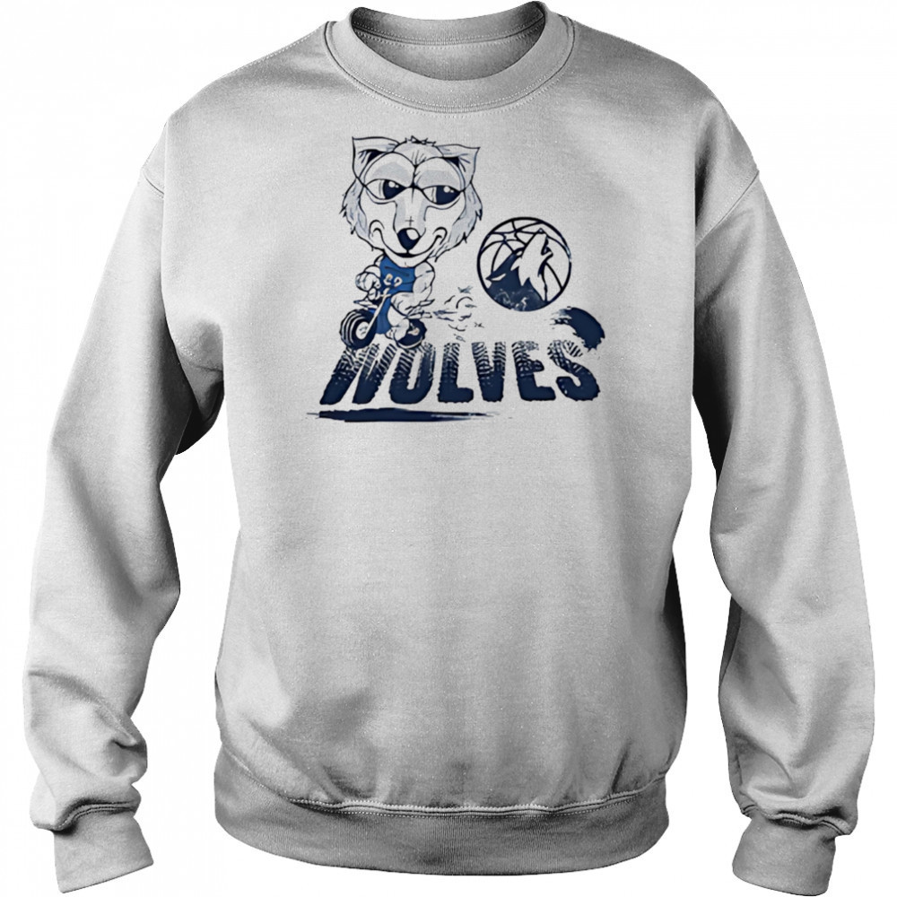 Minnesota Timberwolves Crunch the Wolf riding bike shirt Sweatshirt