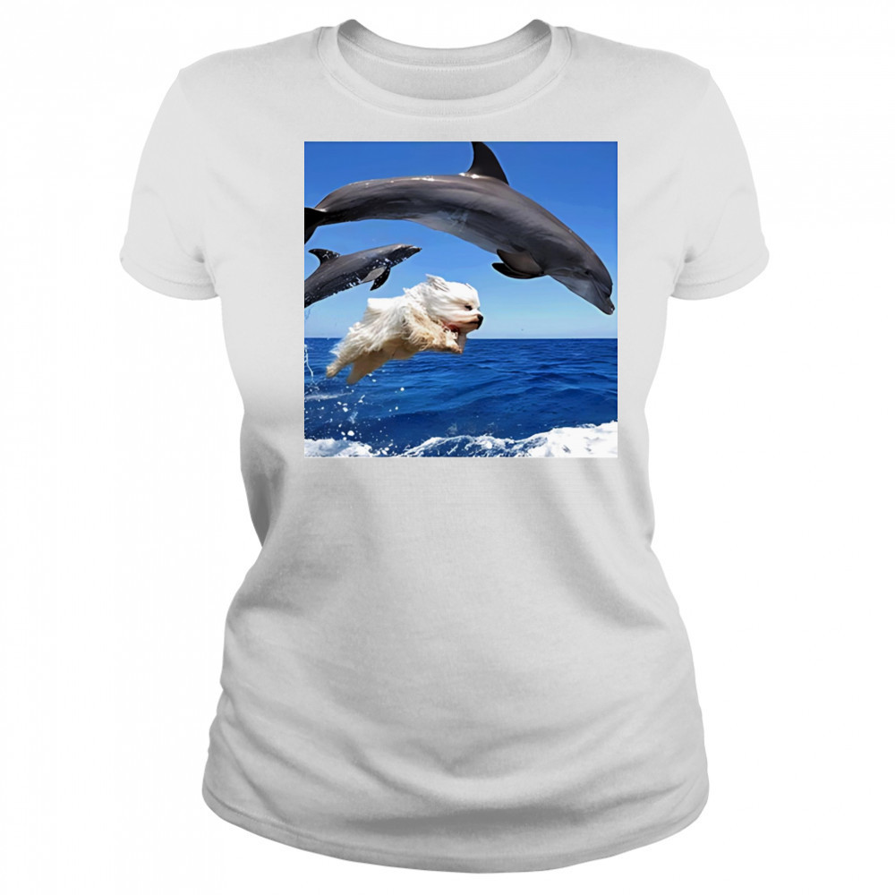 Dog jump with dolphin shirt Women's T-shirt
