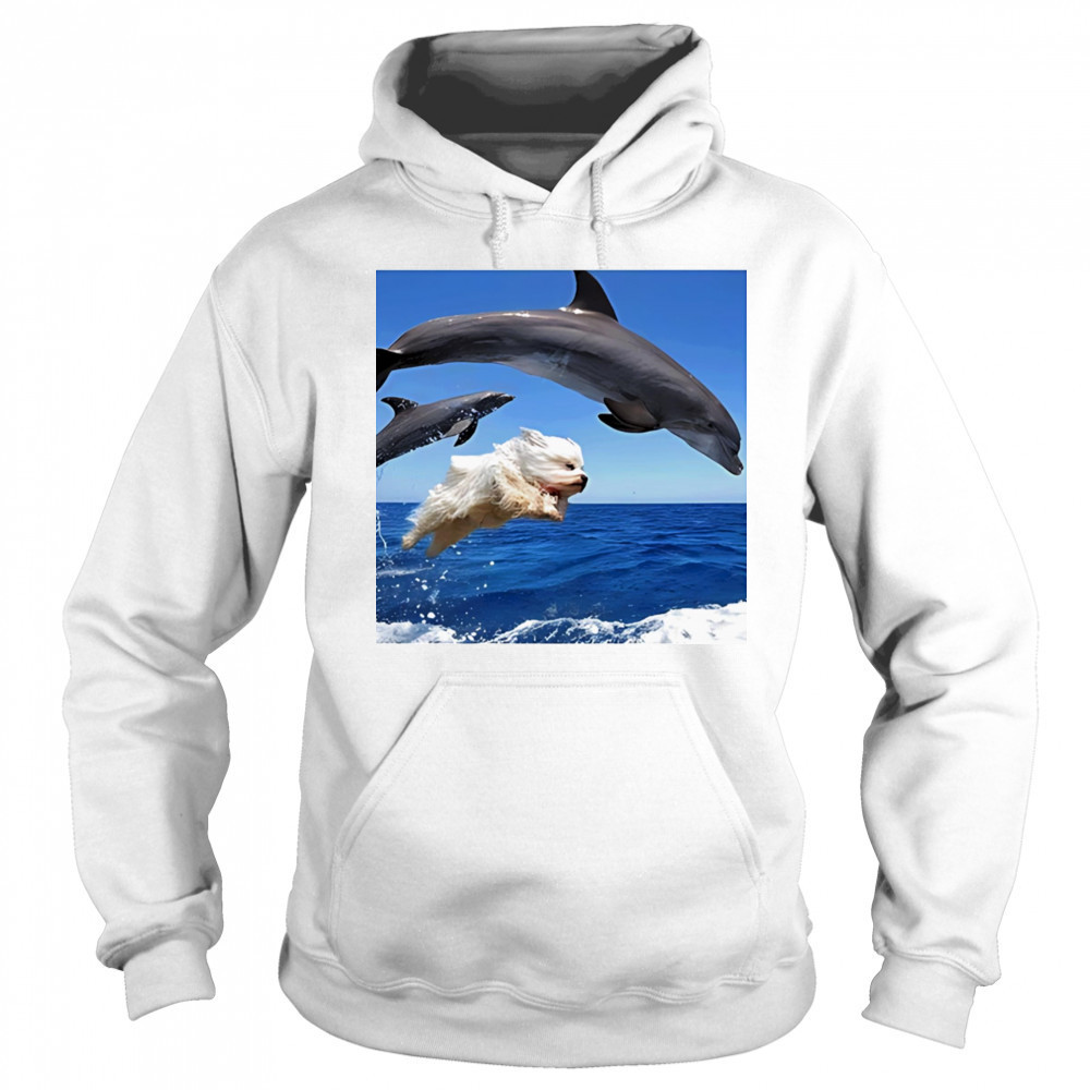 Dog jump with dolphin shirt Hoodie