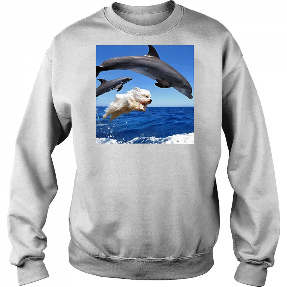 Dog jump with dolphin shirt Sweatshirt