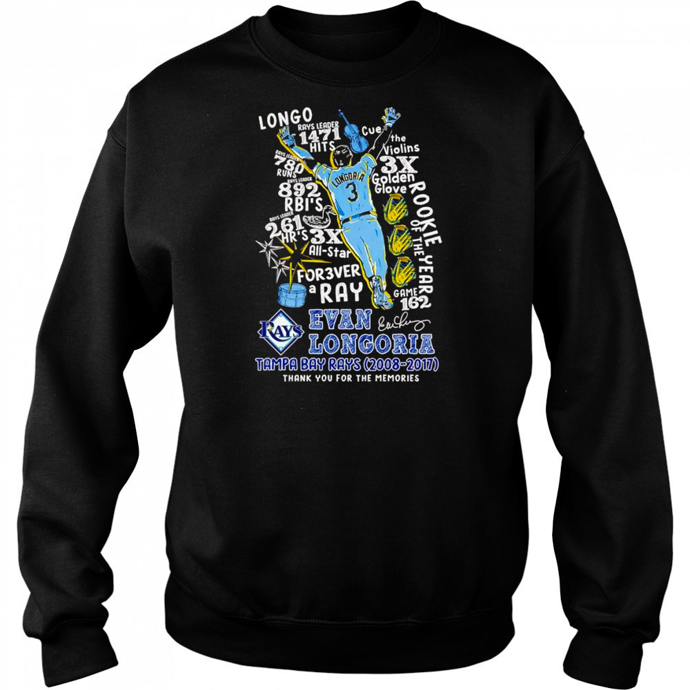 Evan Longoria Tampa Bay Rays 2008 2017 thank you for the memories shirt Sweatshirt