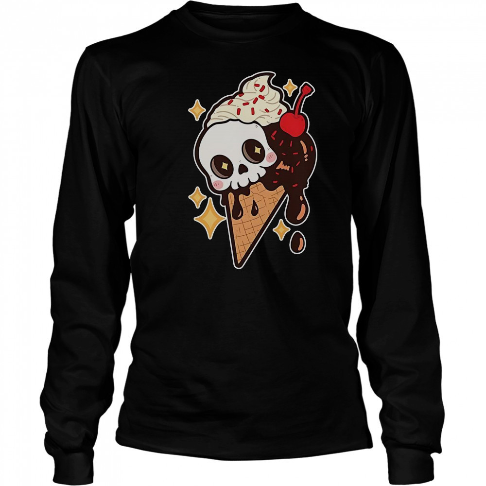 Spooky Summer Treat Ice Cream Skull T-Shirt Long Sleeved
