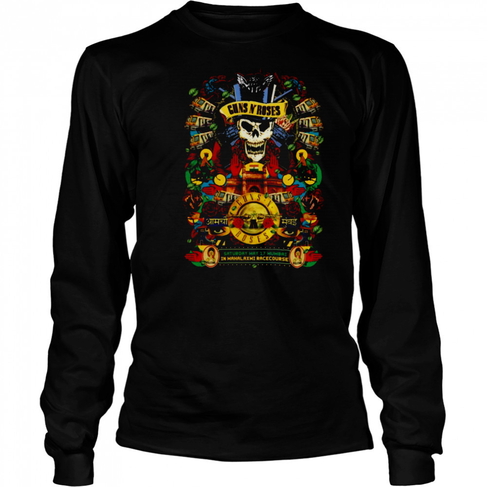 Guns N Roses In Mumbai Maharashtra India Concert Poster At Mahalaxmi Race Course On Saturday May 17 2025 T Shirt Long Sleeved