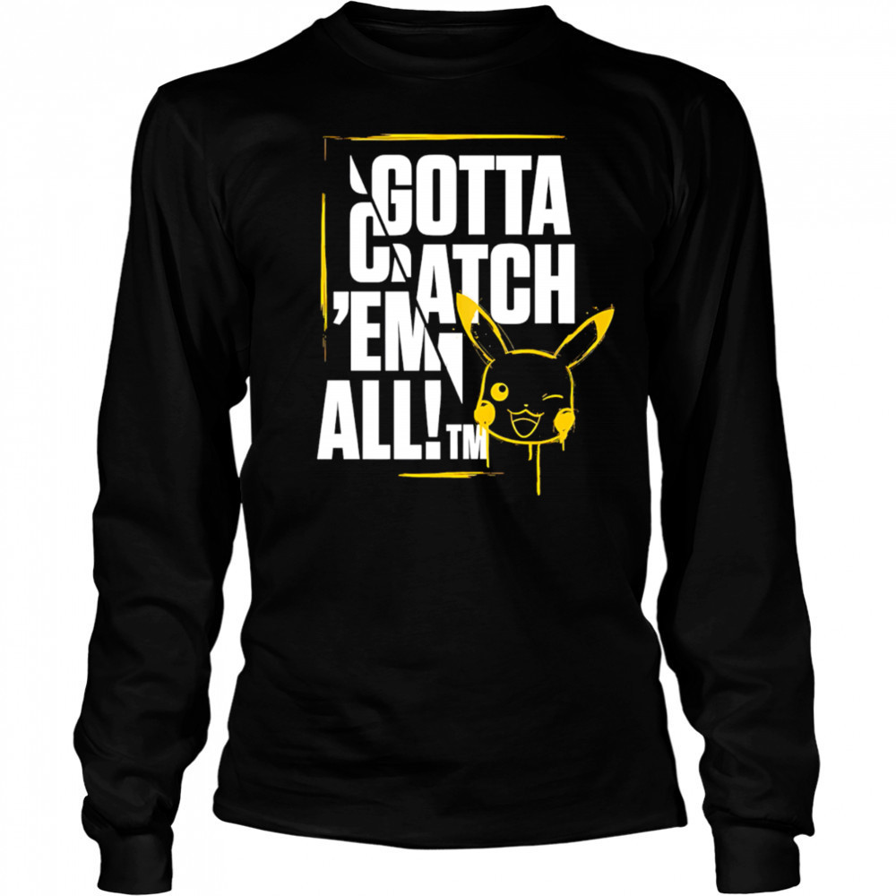 Gotta Catch Em All Pikachu Art Cropped Graphic shirt Long Sleeved