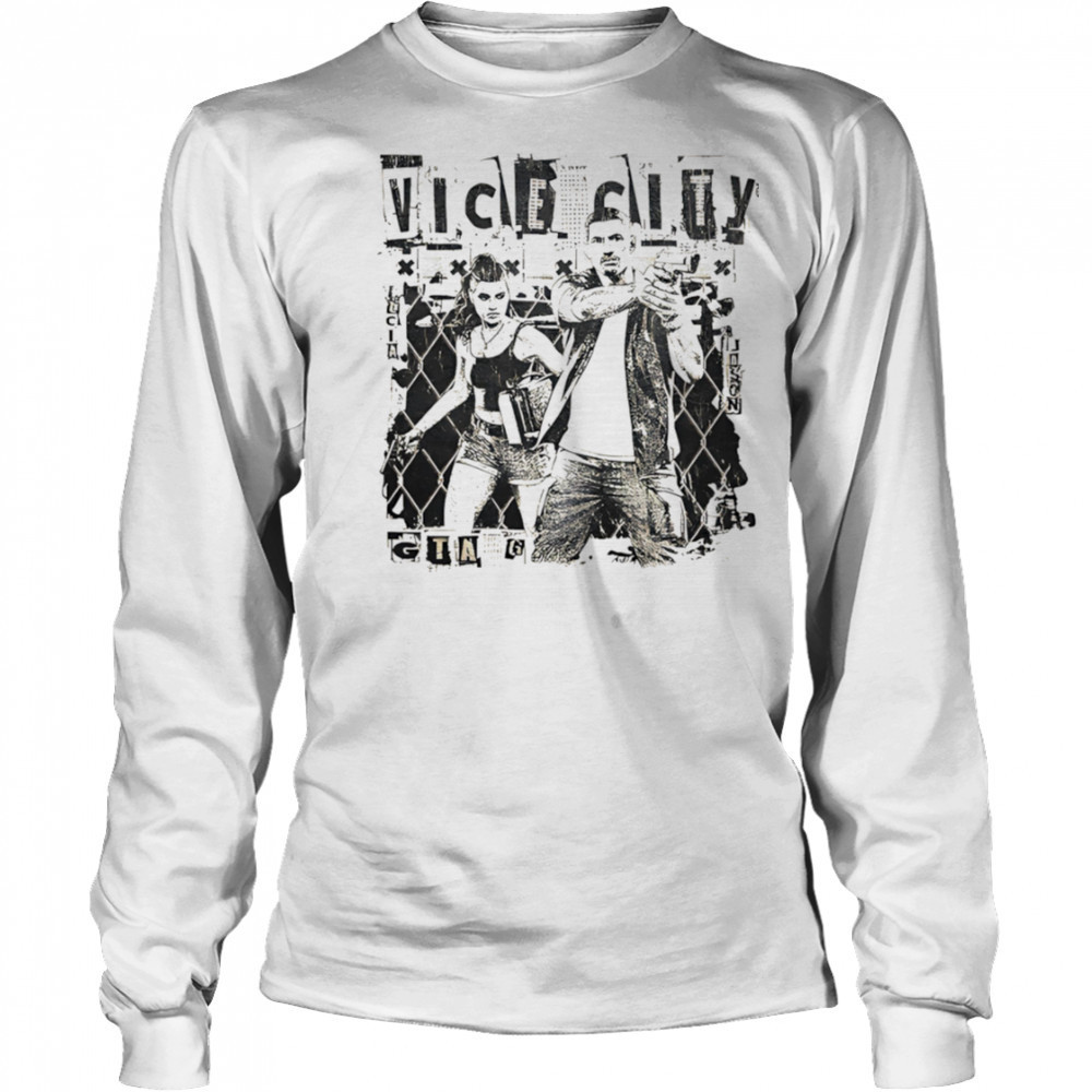 Vice City Gtag vintage black white shirt Long Sleeved