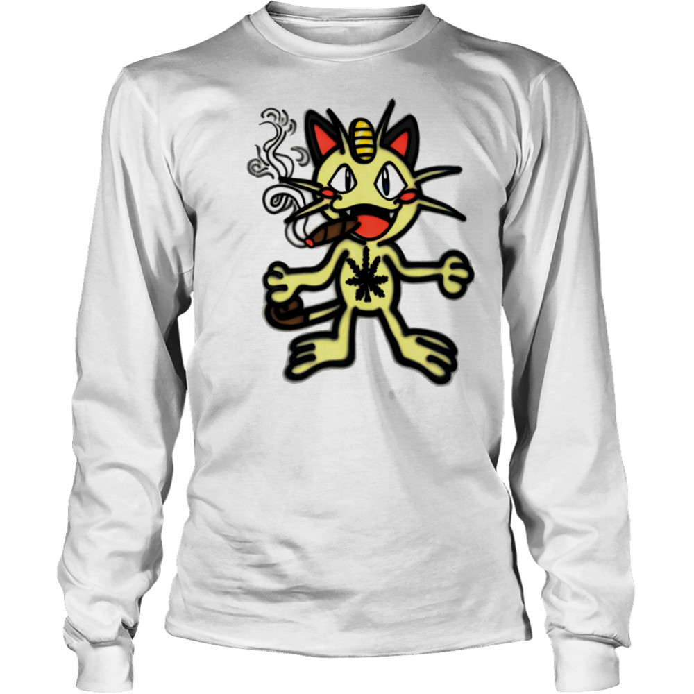 Meowth smoking shirt Long Sleeved
