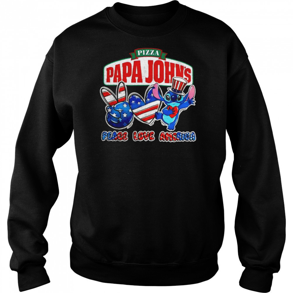 Pizza Papa John’s Stitch peace love America shirt Sweatshirt