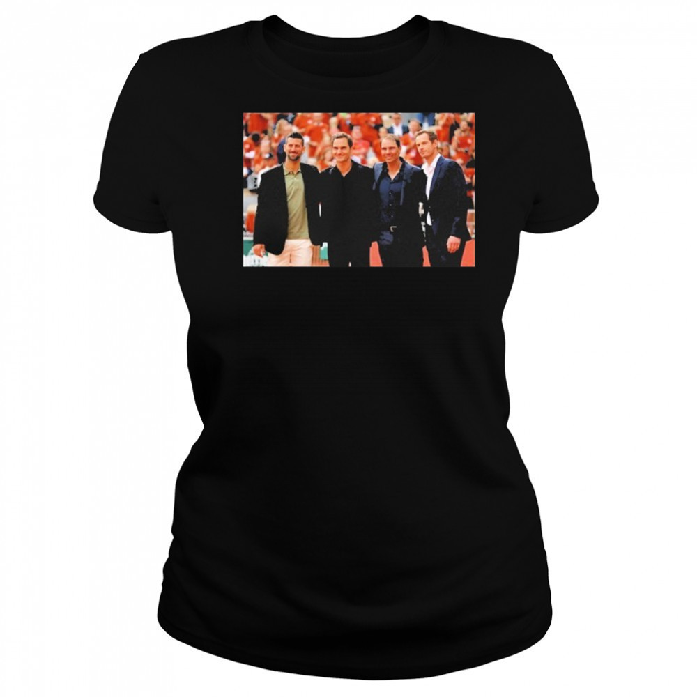 Four Tennis Legends Djokovic Federer Murray Nadal At Rafa Roland Garros Tribute Wall shirt Women's T-shirt