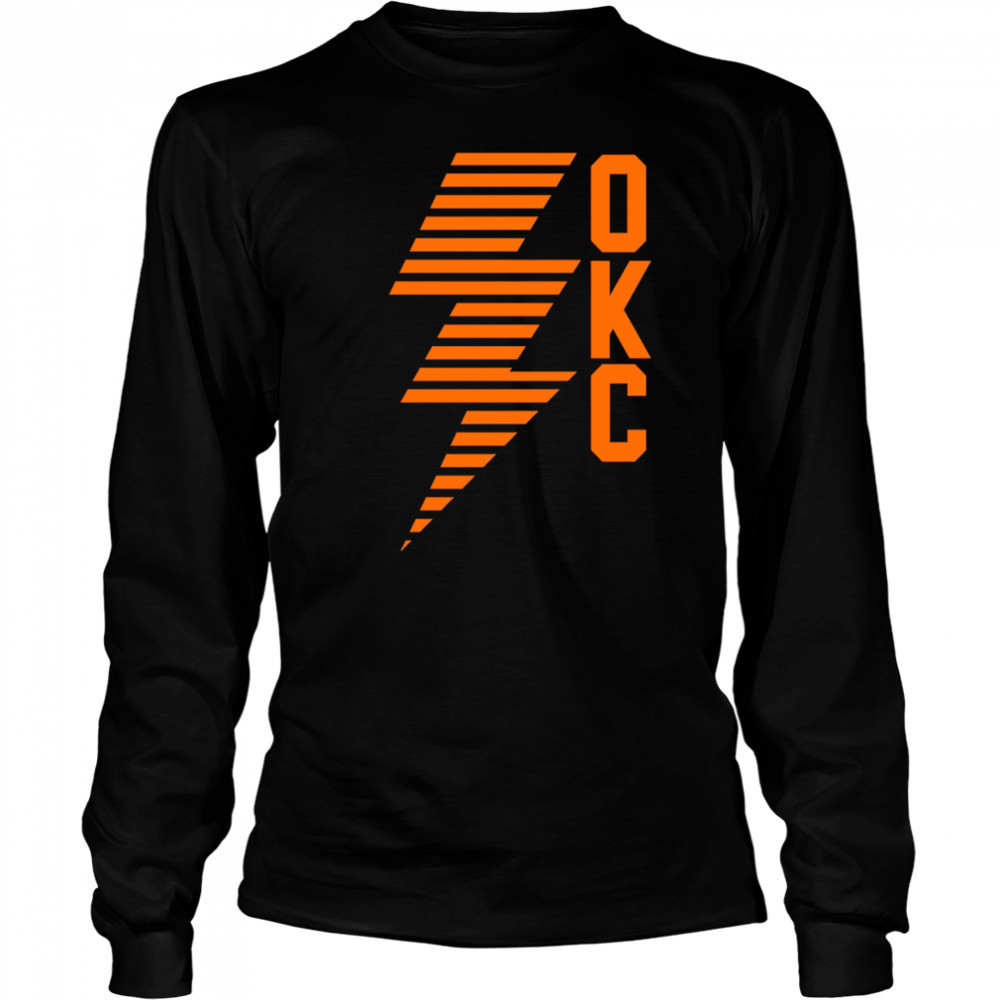 Okc Lightning Bolt Thunder Basketball shirt Long Sleeved