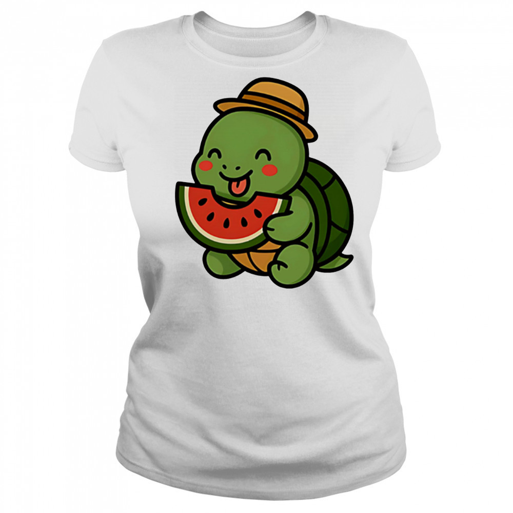 Cheerful turtle eating watermelon cute summer shirt Women's T-shirt