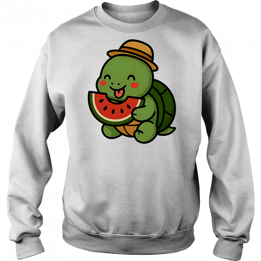 Cheerful turtle eating watermelon cute summer shirt Sweatshirt