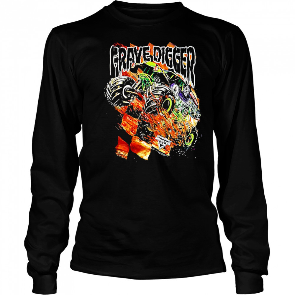 Grave Digger car retro shirt Long Sleeved