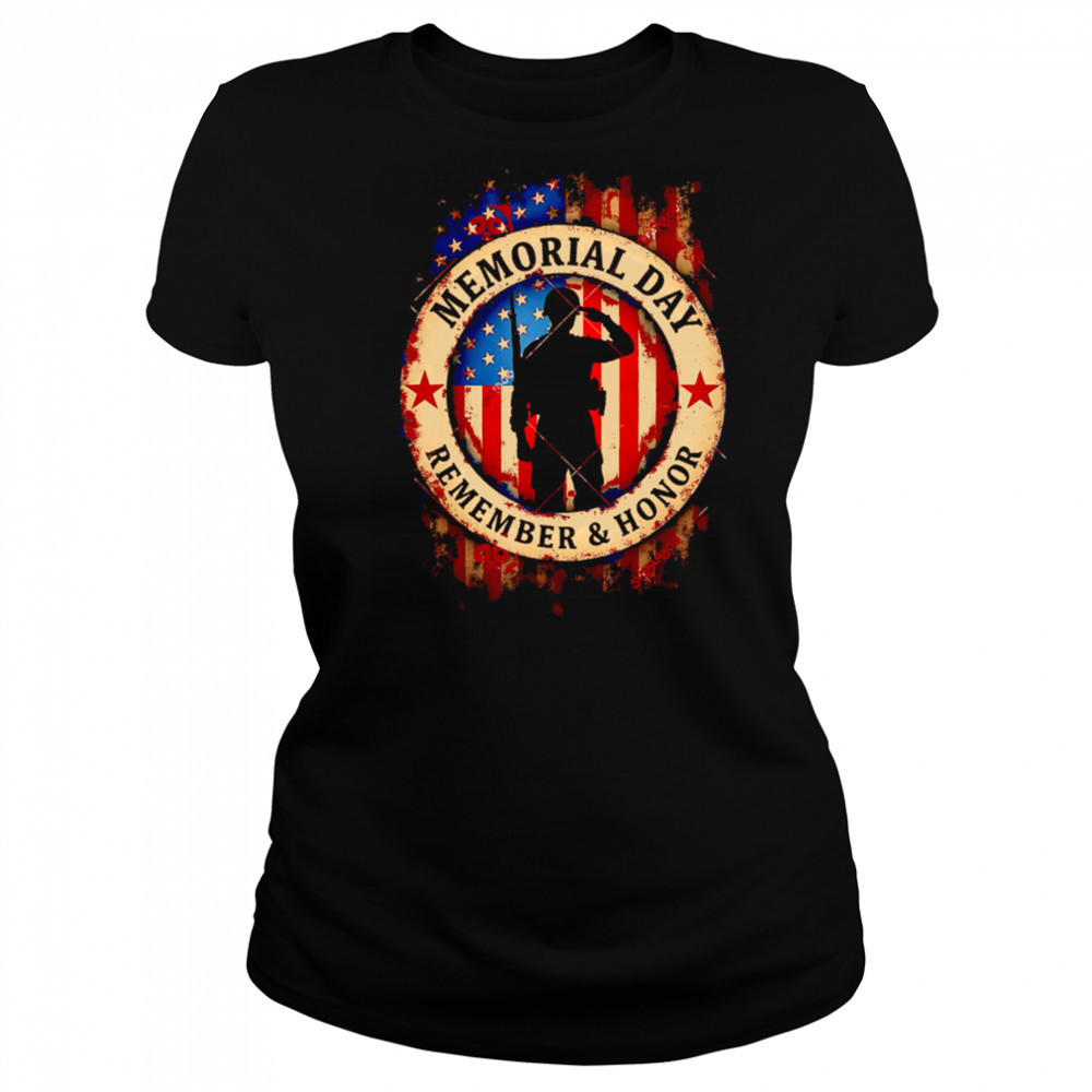 Memorial Day Remember Honor Partiotic Veterans American Flag 2025 shirt Women's T-shirt