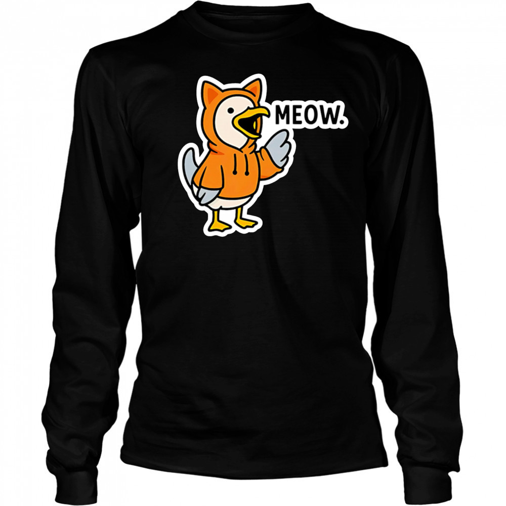 Meowing seagull cat meme shirt Long Sleeved
