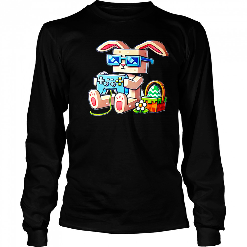 Pixel Gamer Bunny Easter Gaming shirt Long Sleeved