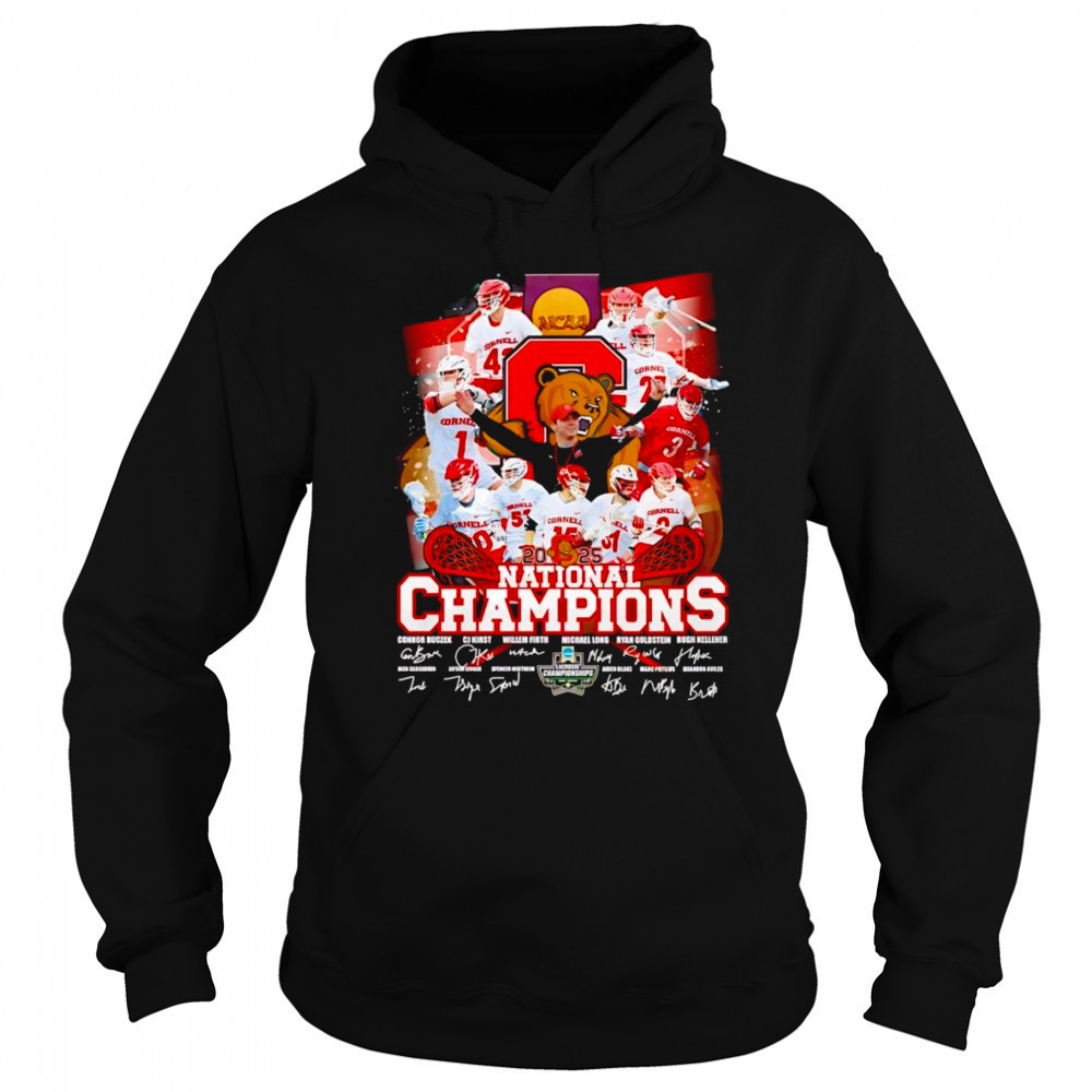 Cornell lacrosse 2025 National Champions signature shirt Hoodie