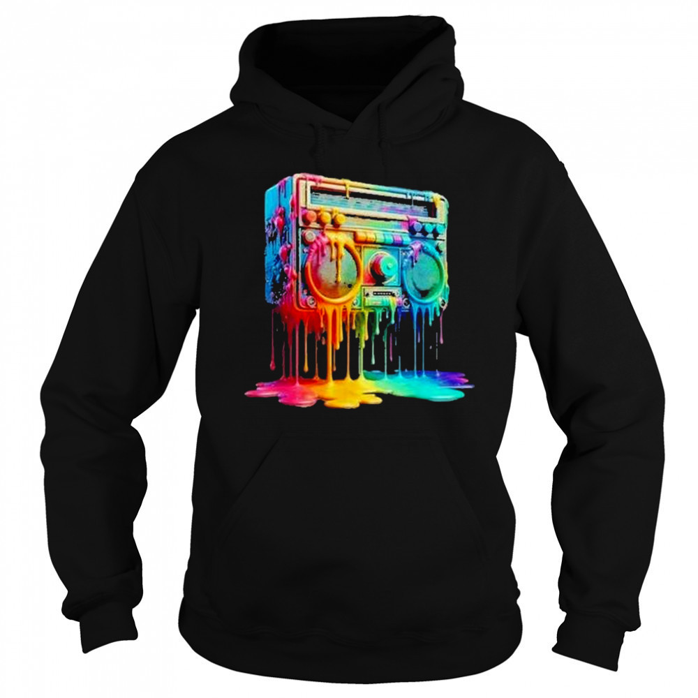 Dripping Paint Boombox Old School 80S Music Hip Hop Shirt Hoodie