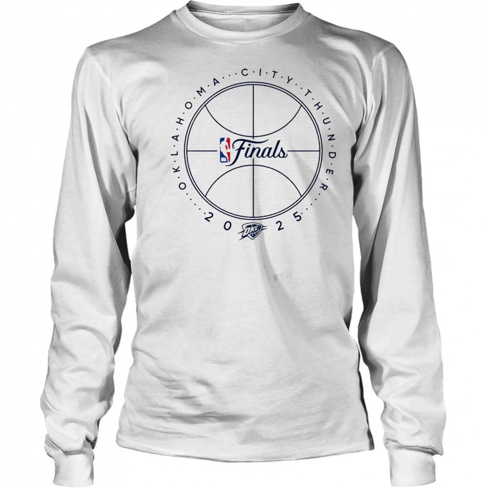 OKC THUNDER 2025 NBA FINALS BASKETBALL OUTLINE T-SHIRT Long Sleeved