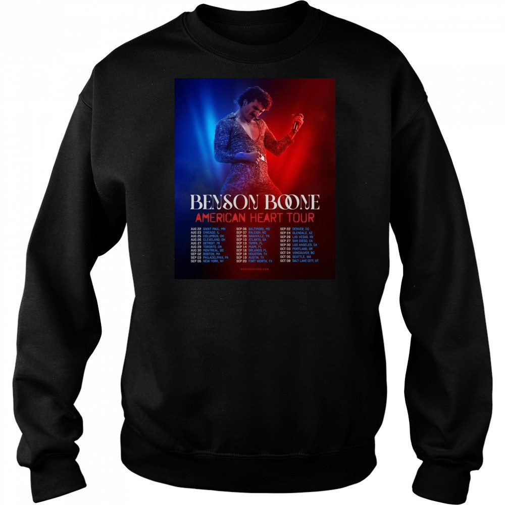 Benson Boone American Heart Tour 2025 Dates List Start In Saint Paul MN On August 22 Shirt Sweatshirt