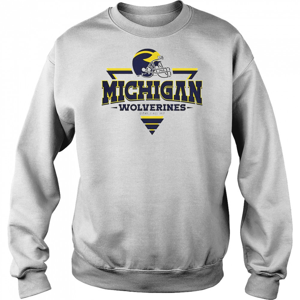 Michigan Wolverines Football Triangle Helmet T-Shirt Sweatshirt