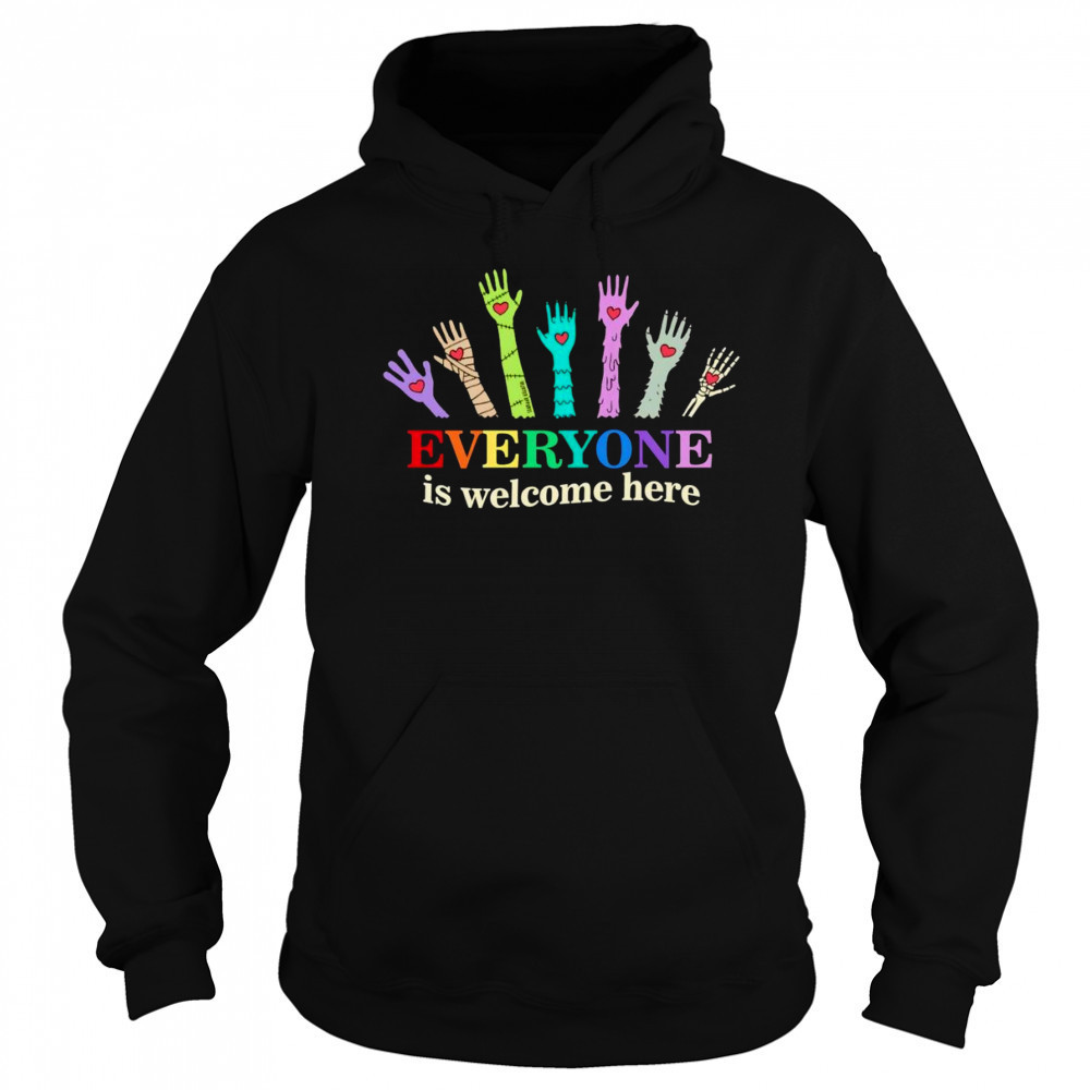 Everyone is welcome here LGBT Pride hand shirt Hoodie