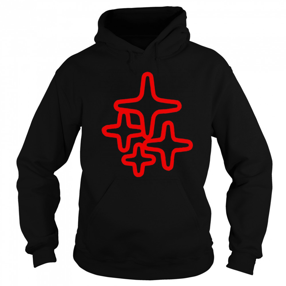 Red 4 star T shirt Hoodie