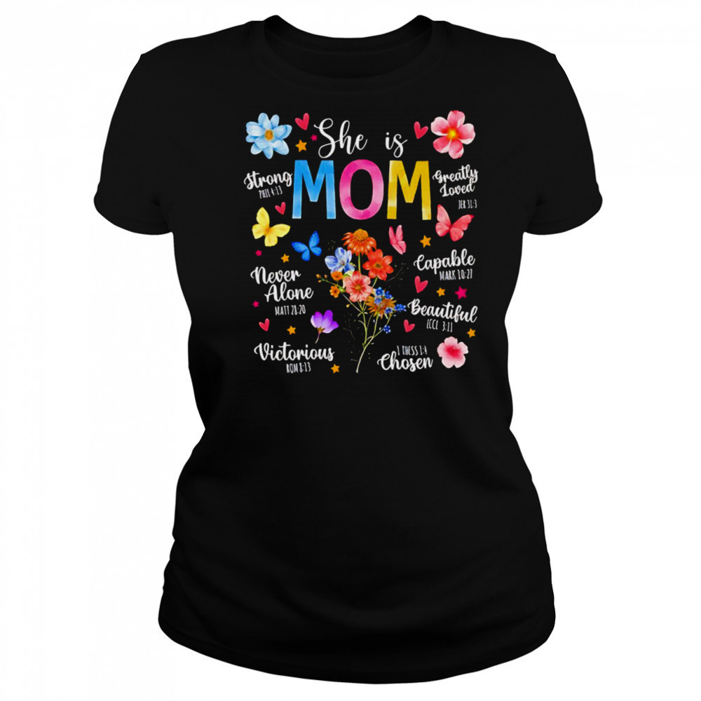 She is mom bible verses christian boho floral T shirt Women's T-shirt