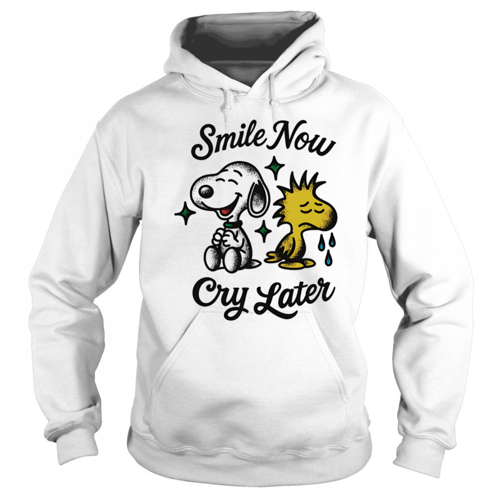 Snoopy and Woodstock smile now cry later shirt Hoodie