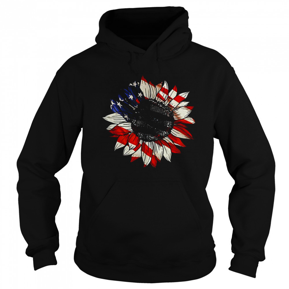 Sunflower American flag 4th of july Merica USA shirt Hoodie