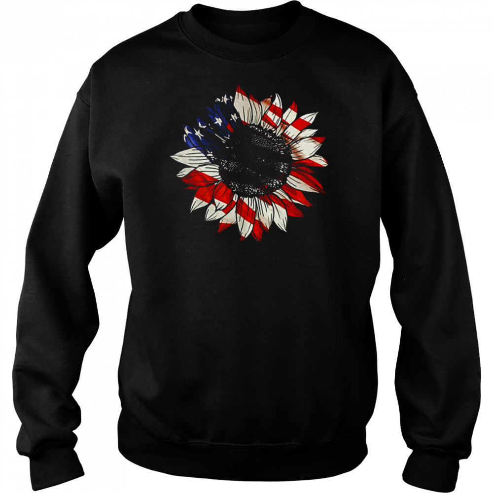 Sunflower American flag 4th of july Merica USA shirt Sweatshirt