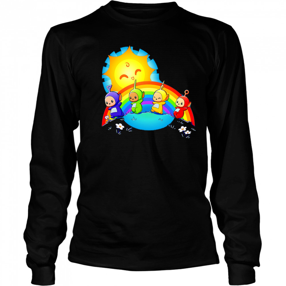 Teletubbies funny rainbow sun shirt Long Sleeved
