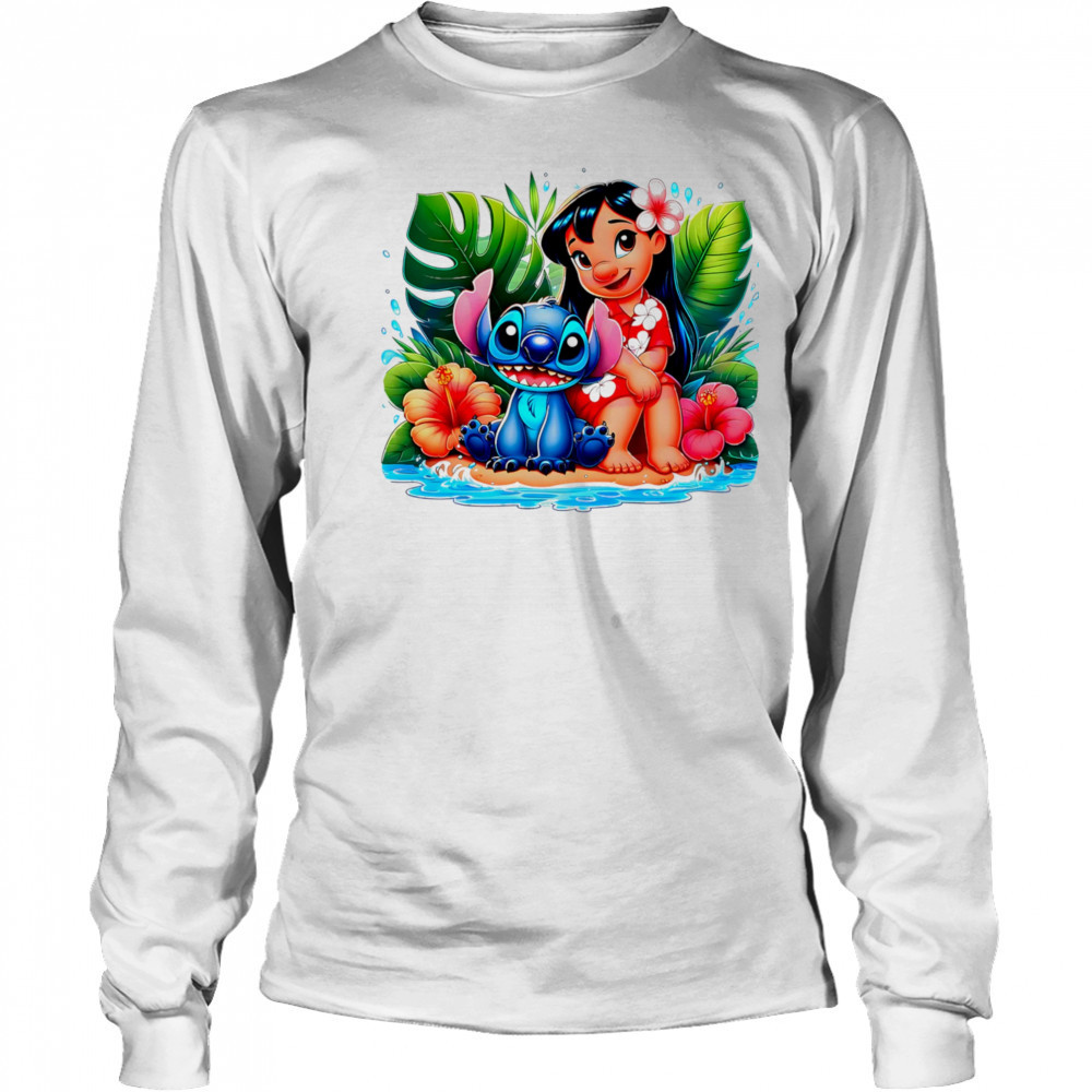 Lilo Stitch Summer Vibes Watercolor Splash shirt Long Sleeved