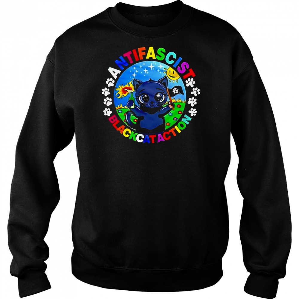 Antifascist black cat action shirt Sweatshirt